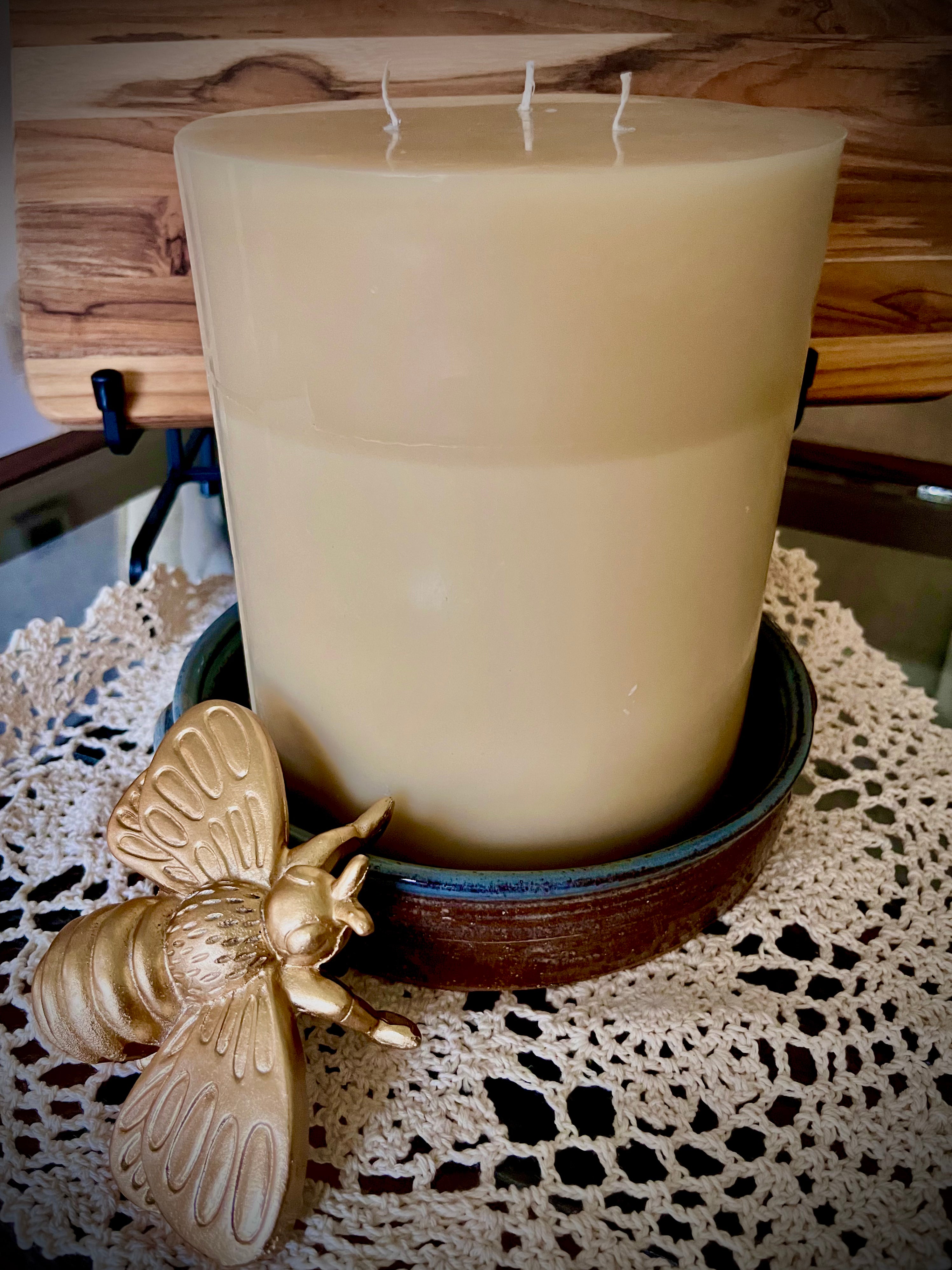 3 Wick Pillar Organic Beeswax Candle (Special Order Only)