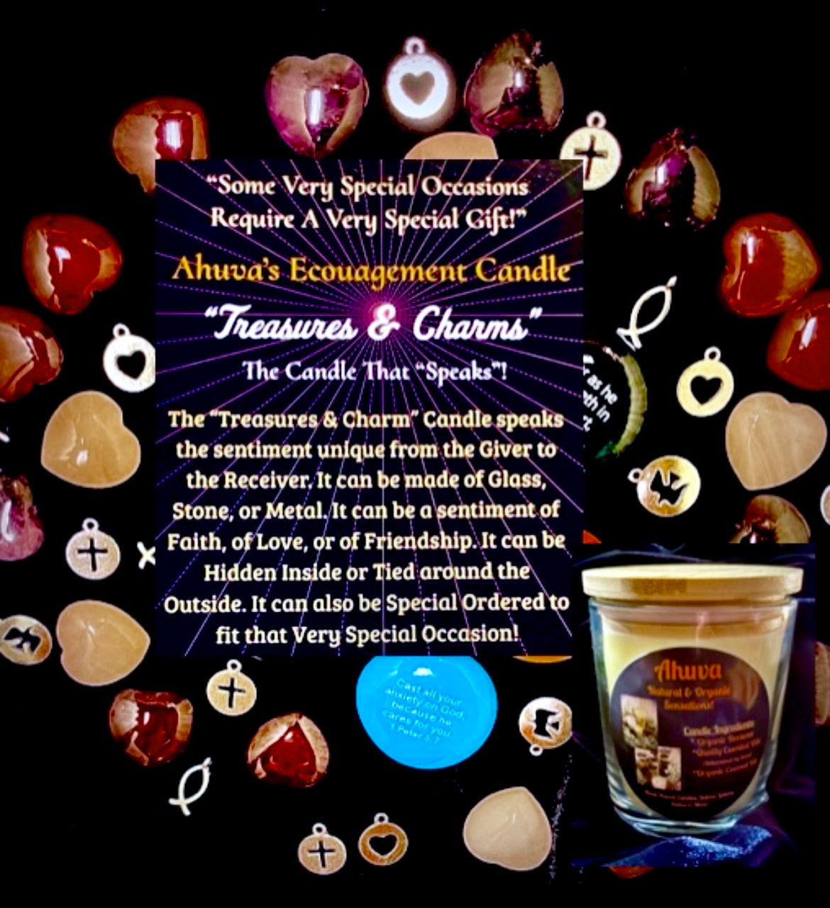 Ahuva’s Signature Candles
          “Treasures & Charms”, “The Candle that Speaks”