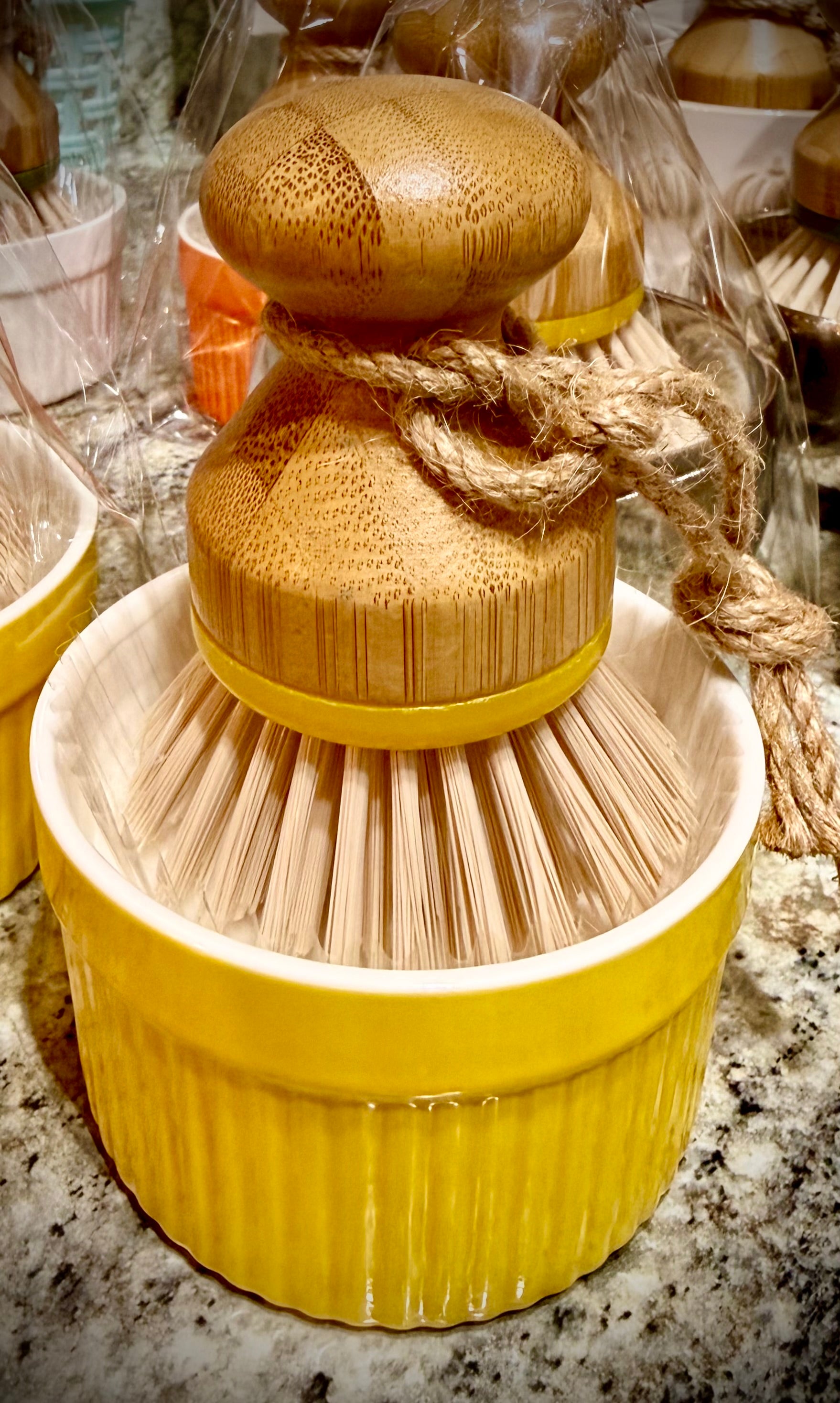 Organic Solid Dish Soap in Ramekin with Brush